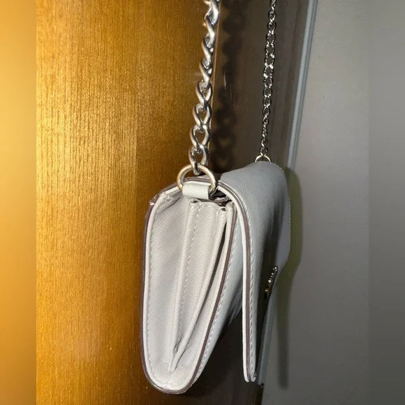 Michael Kors Wallet on Chain Crossbody — Saffiano Leather Gray WOC Bag - Picture 4 of 16